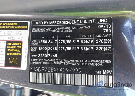 2014 Mercedes-Benz Gl 450 4Matic z USA, uszkodzony, nr VIN 4JGDF7CEXEA297999